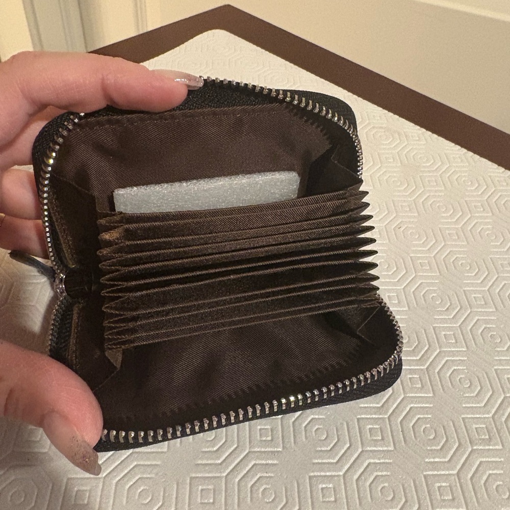 Black Genuine Leather Accordion Card Holder Wallet